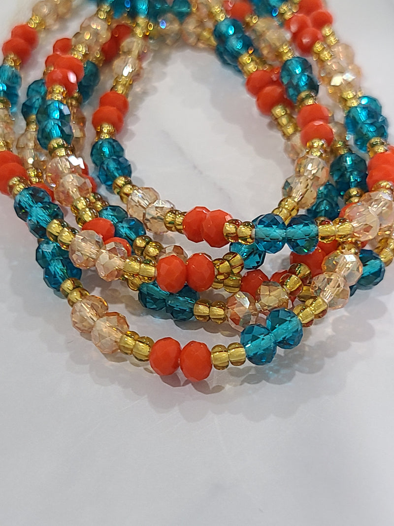 Crystal Orange Waist Beads (2 Pcs)