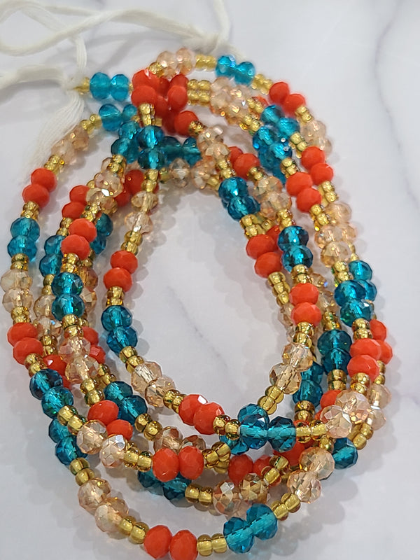 Crystal Orange Waist Beads (2 Pcs)