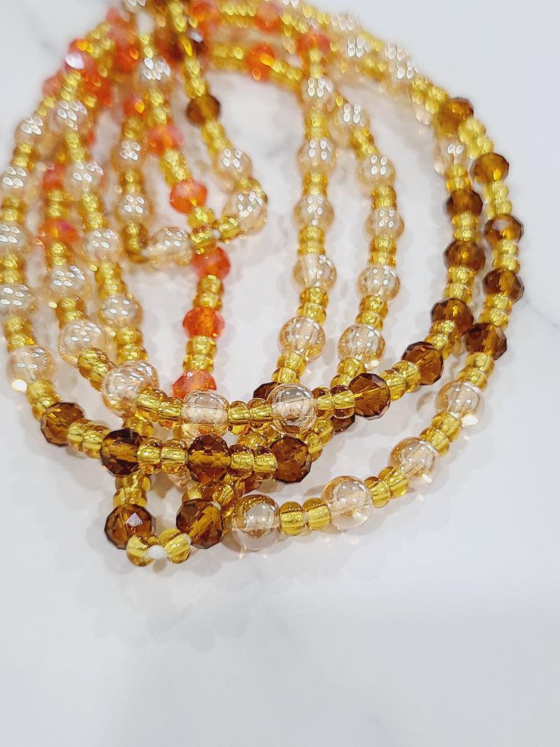 Gold and Brown Crystal Waist Beads (2 Pcs)