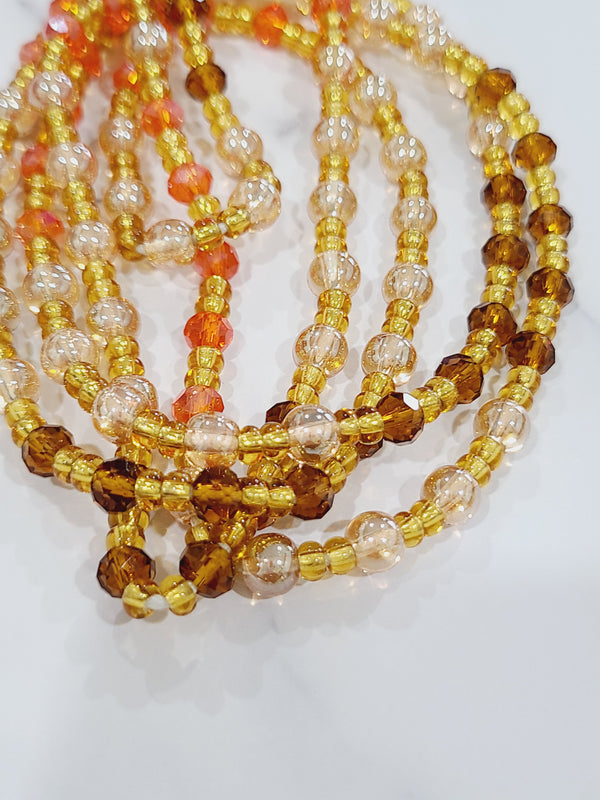 Gold and Brown Crystal Waist Beads (2 Pcs)