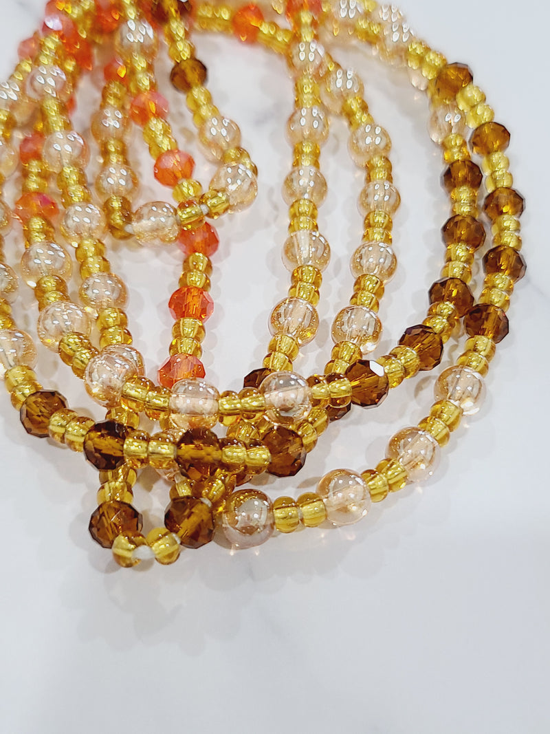 Gold and Brown Crystal Waist Beads (2 Pcs)