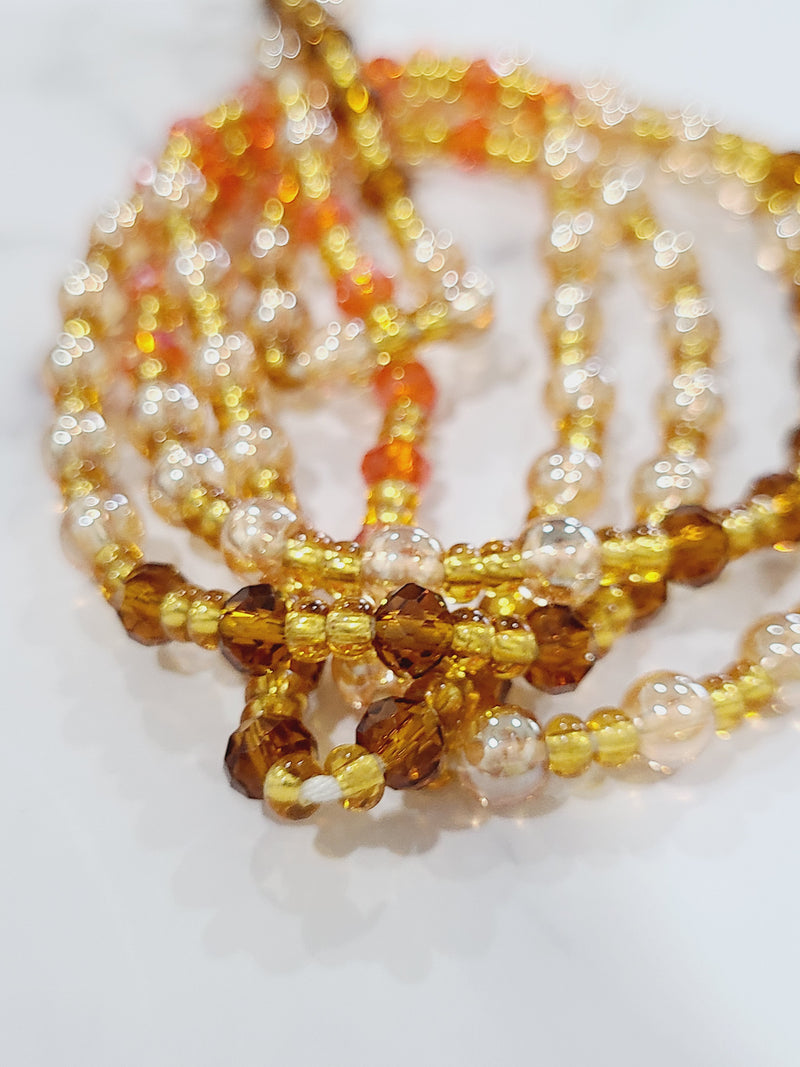 Gold and Brown Crystal Waist Beads (2 Pcs)