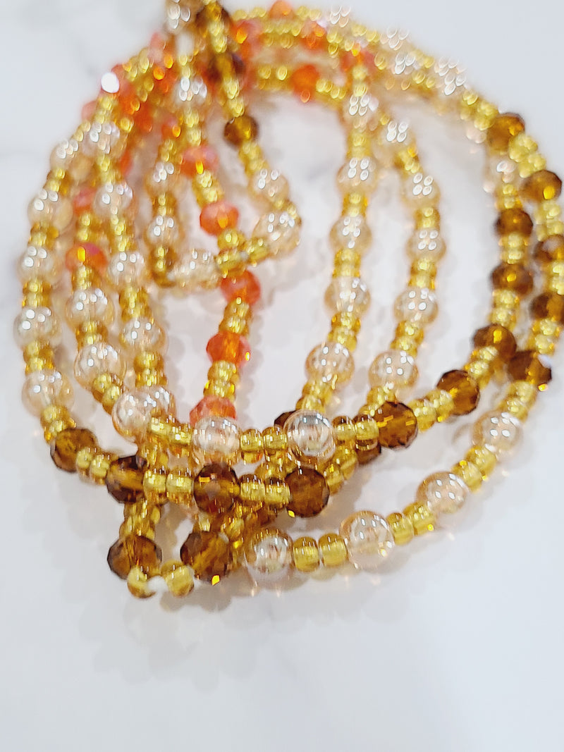 Gold and Brown Crystal Waist Beads (2 Pcs)
